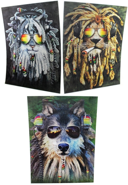 3ct Lenticular 3D Image Holographic Poster - Rasta Animals