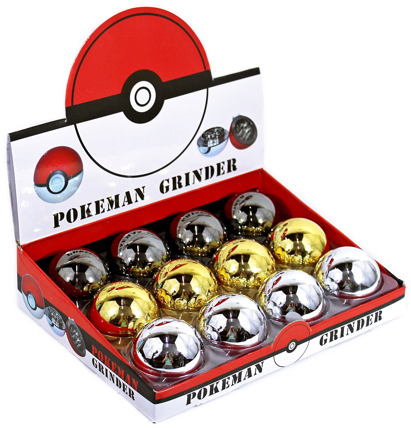 Ball Shape Design 3pc Tobacco Metal Grinder 12pk - 52mm