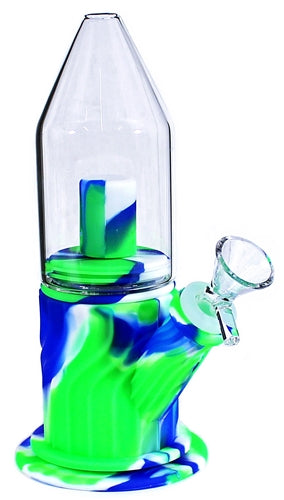 10" Silicone Glass Peak Dome Perk Water Pipe