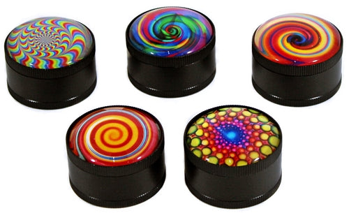 Diamond Cut Teeth Kaleidoscope Fisheye 3pc Zinc Grinder 12pk