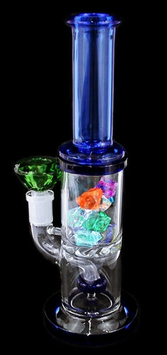 10" Showerhead Turbine Perk Straight Water Pipe With Diffuser Gemstones