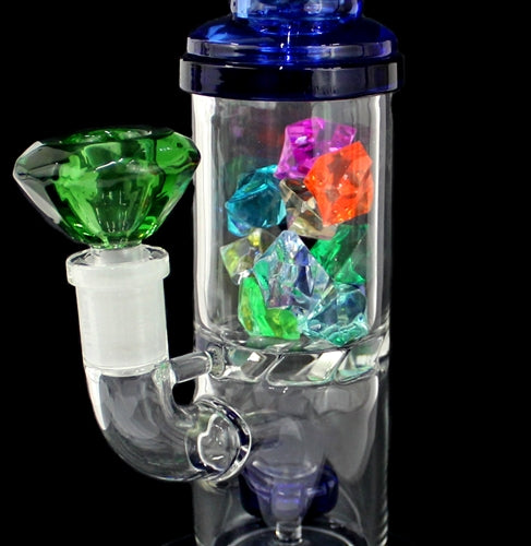 10" Showerhead Turbine Perk Straight Water Pipe With Diffuser Gemstones