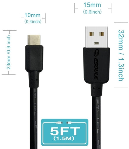Esoulk 5FT USB Charging Data Sync Cable - Type-C