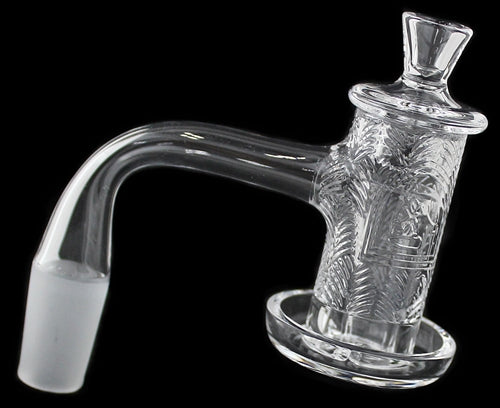 Fully Welded Etched Faceted Banger with Cone and Carb Cap