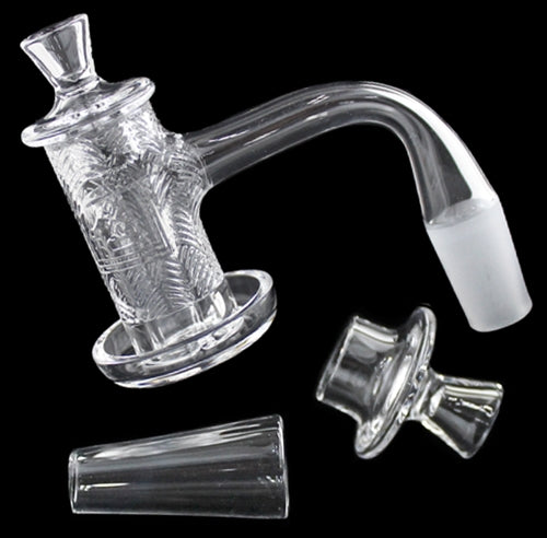 Fully Welded Etched Faceted Banger with Cone and Carb Cap