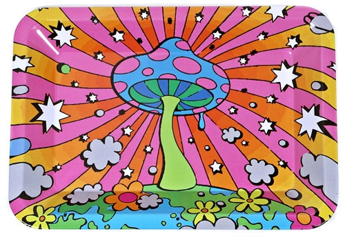 Mini Metal Rolling Tray - Trippy Mushroom