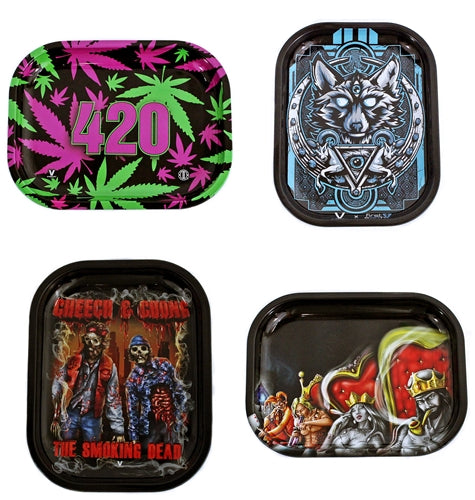 10ct V Syndicate Metal Rolling Tray Assortment - Small