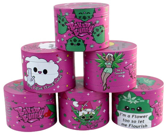 Baked Bunny 420 Inspirational 4pc Metal Grinders 12pk