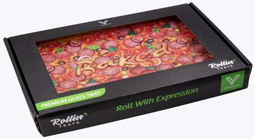V Syndicate Tempered Shatter Resistant Glass Rolling Tray - Medium