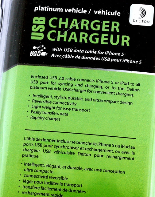 Vehicle USB Charger Kit With USB Data Cable for iPhone 5