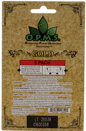 OPMS Kratom Gold Capsules - 5 Cap