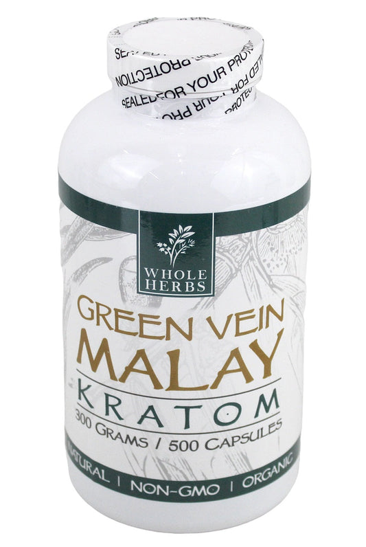 Whole Herbs Kratom Capsules - 500Caps - Green Vein Malay