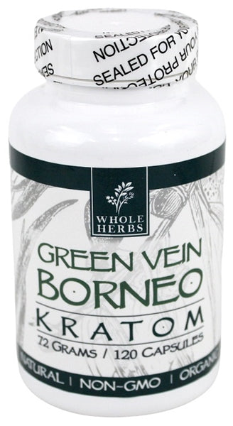 Whole Herbs Kratom Capsules - 120Caps Green Vein Borneo