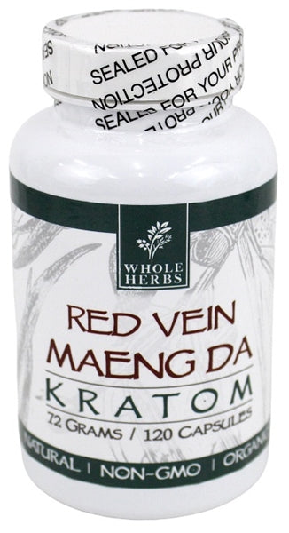 Whole Herbs Kratom Capsules - 120Caps Red Vein Maeng Da