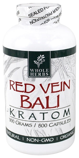 Whole Herbs Kratom Capsules - 500Caps Red Vein Bali