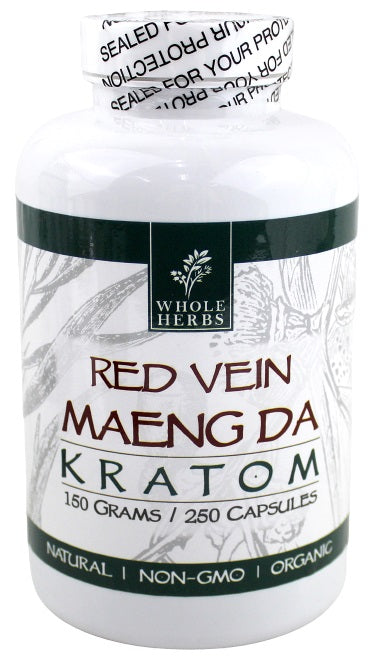 Whole Herbs Kratom Capsules - 250Caps Red Vein Maeng Da