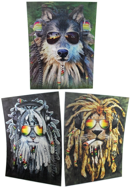 3ct Lenticular 3D Image Holographic Poster - Rasta Animals