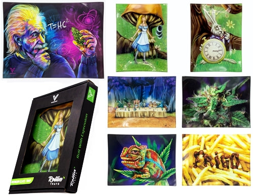 V Syndicate Tempered Shatter Resistant Glass Rolling Tray - Small