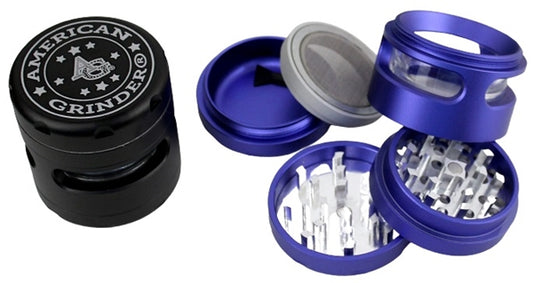 62mm 5pc Heavy Duty American Grinder with Windows and Removable Screen