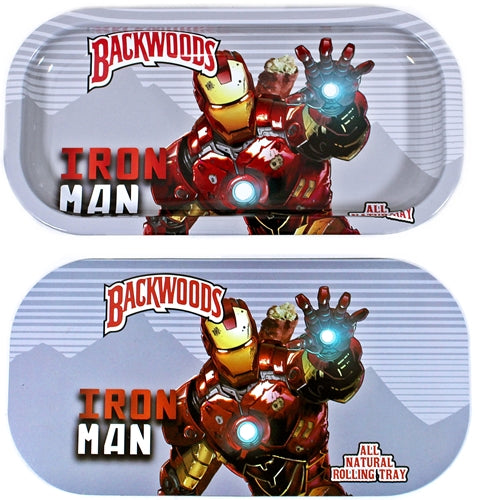 Backwoods Rolling Tray With Magnet Cover - Iron Man