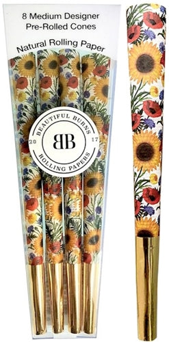 Beautiful Burns 8pk Pre-Rolled 98mm Designer Cones - Sunflower Salutations