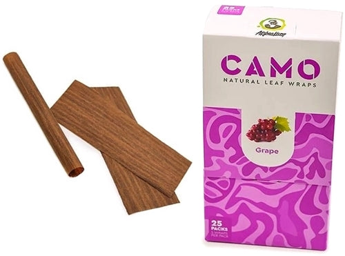 Afghan Hemp Camo Self-Rolling Natural Leaf Wraps - Grape