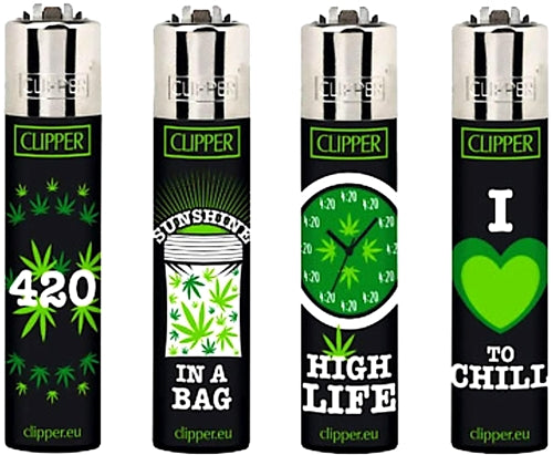 Clipper Lighter - Green Leaves - 48pk