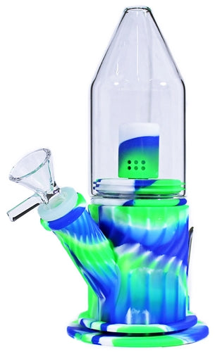 10" Silicone Glass Peak Dome Perk Water Pipe