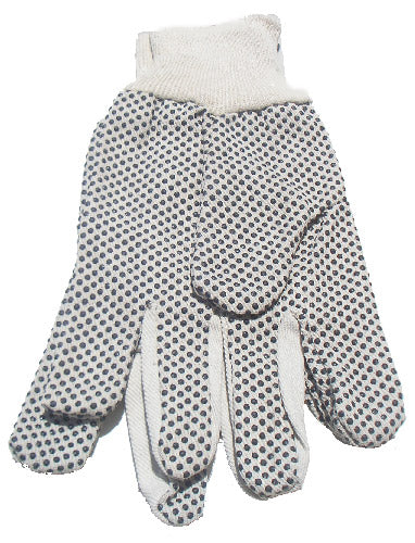 Canvas Grippers Gloves With PVC Dots -White Color