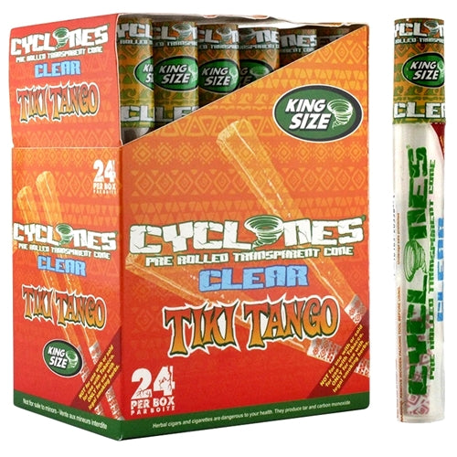 Cyclones Pre Rolled Transparent Cone - CLEAR - King Size - Tiki Tango