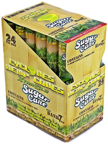 Cyclones XtraSlo Hemp Cones With Wooden Tip - Sugar Cane