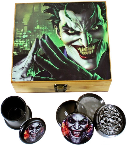 Bamboo Decal Herb Grinder Roller Stash Box Gift Set - Large