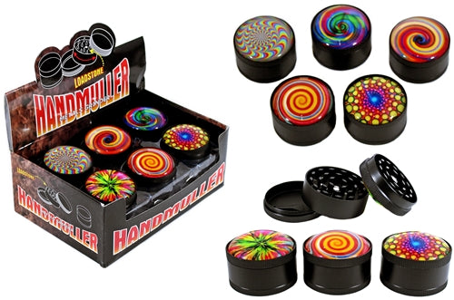 Diamond Cut Teeth Kaleidoscope Fisheye 3pc Zinc Grinder 12pk