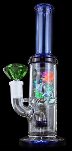 10" Showerhead Turbine Perk Straight Water Pipe With Diffuser Gemstones
