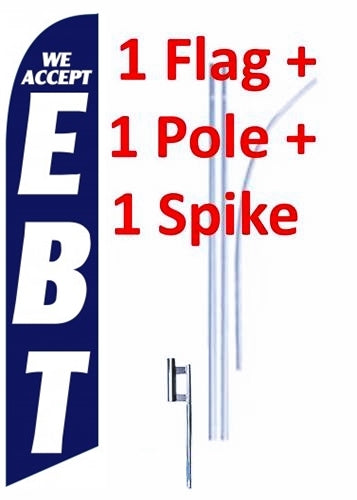 15' We Accept EBT Windless Business Bow Swooper Feather Flag Kit