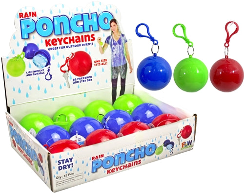 Rain Poncho Keychains 12pk