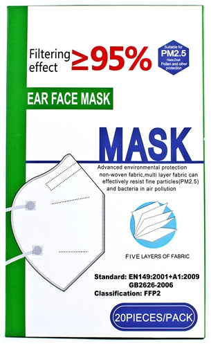 FFP2 (KN95) (N95) Ear Face Mask 95 Percent Filtering Effect 20pk