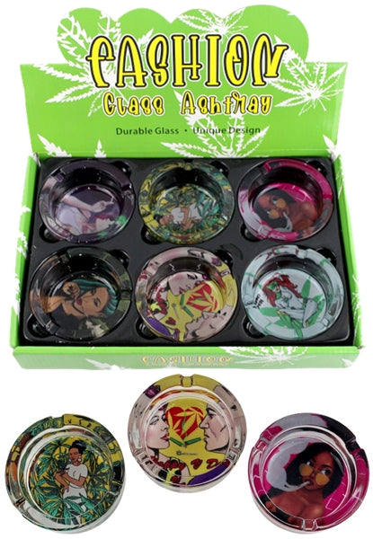 Fashion Glass Ashtray - Ladies 6pk