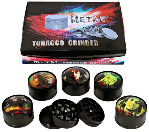 3D Fisheye Rasta Man 3pc Zinc Grinder 6pk - 50mm
