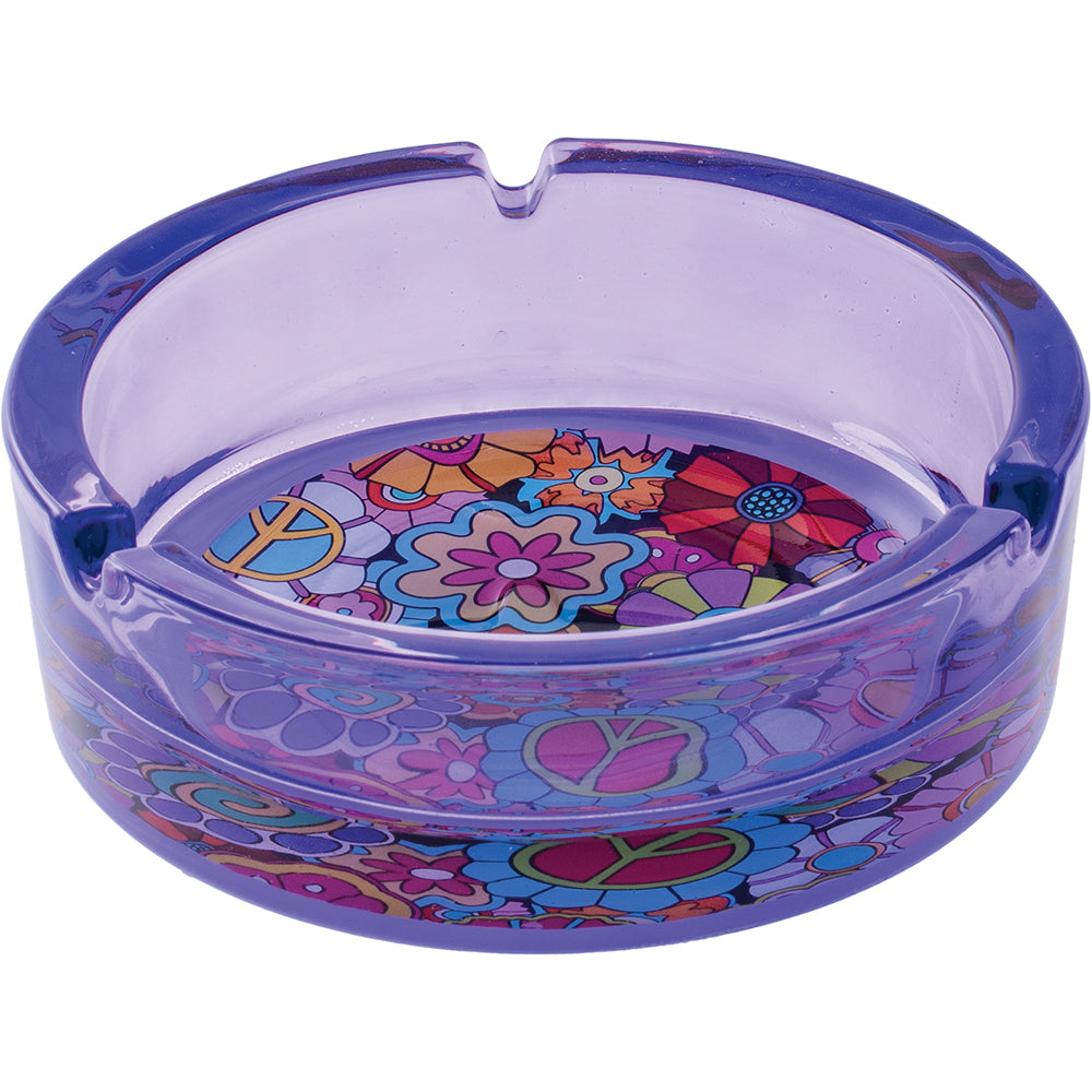 6.25" Purple Hippie Flower - Large Glass Ashtray