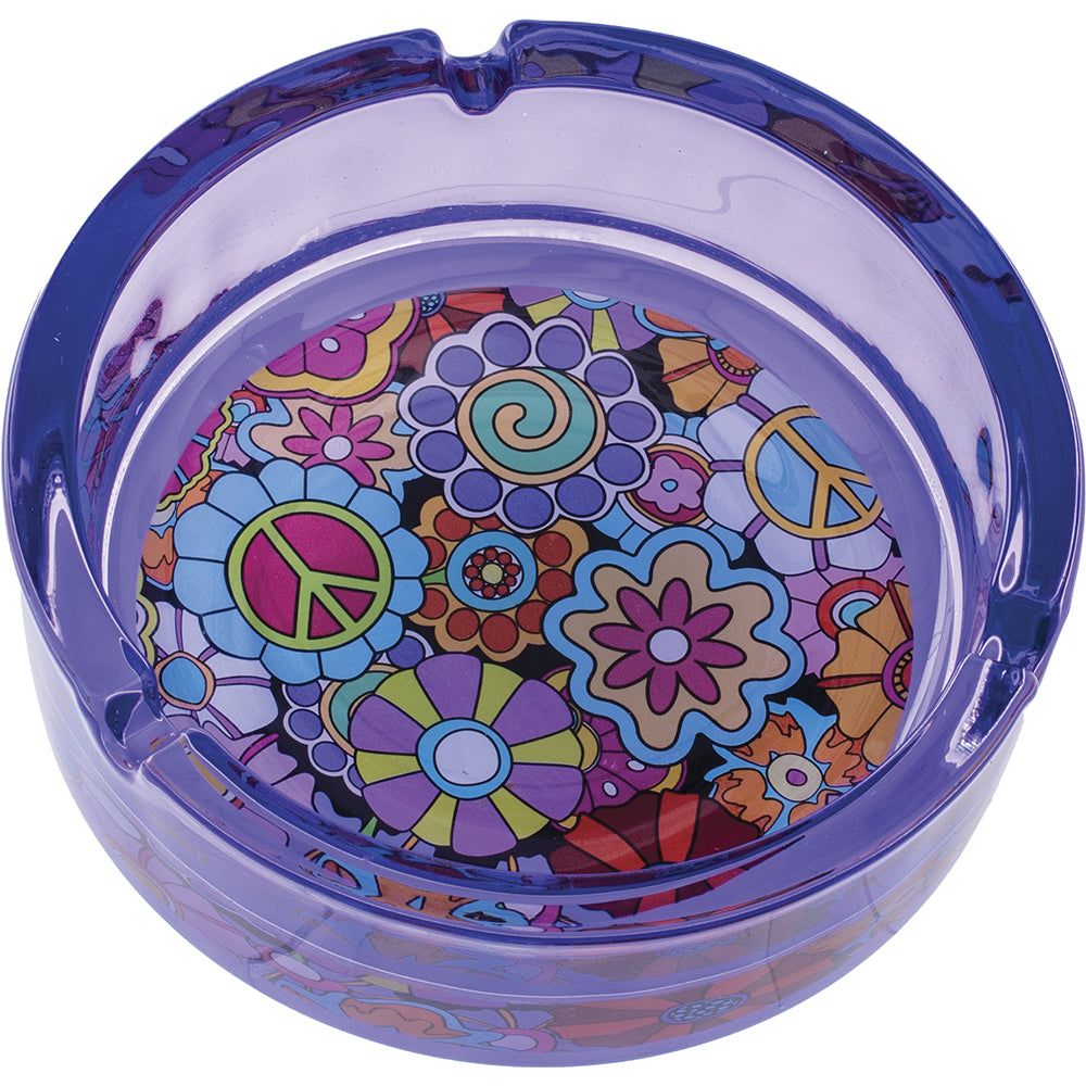 6.25" Purple Hippie Flower - Large Glass Ashtray