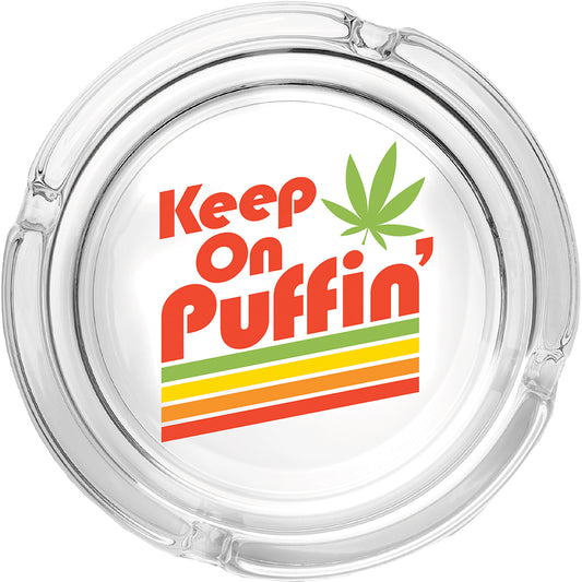 6.25" Keep On Puffin - Large Glass Ashtray