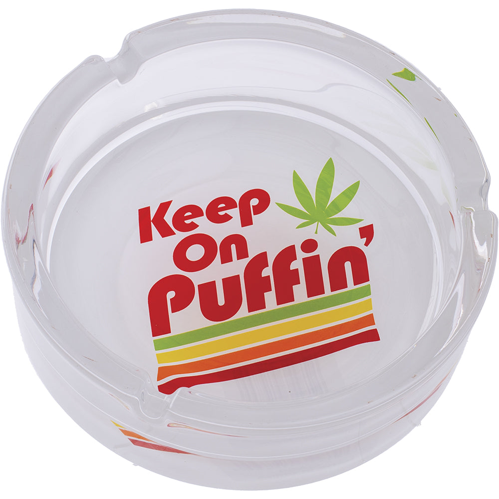 6.25" Keep On Puffin - Large Glass Ashtray