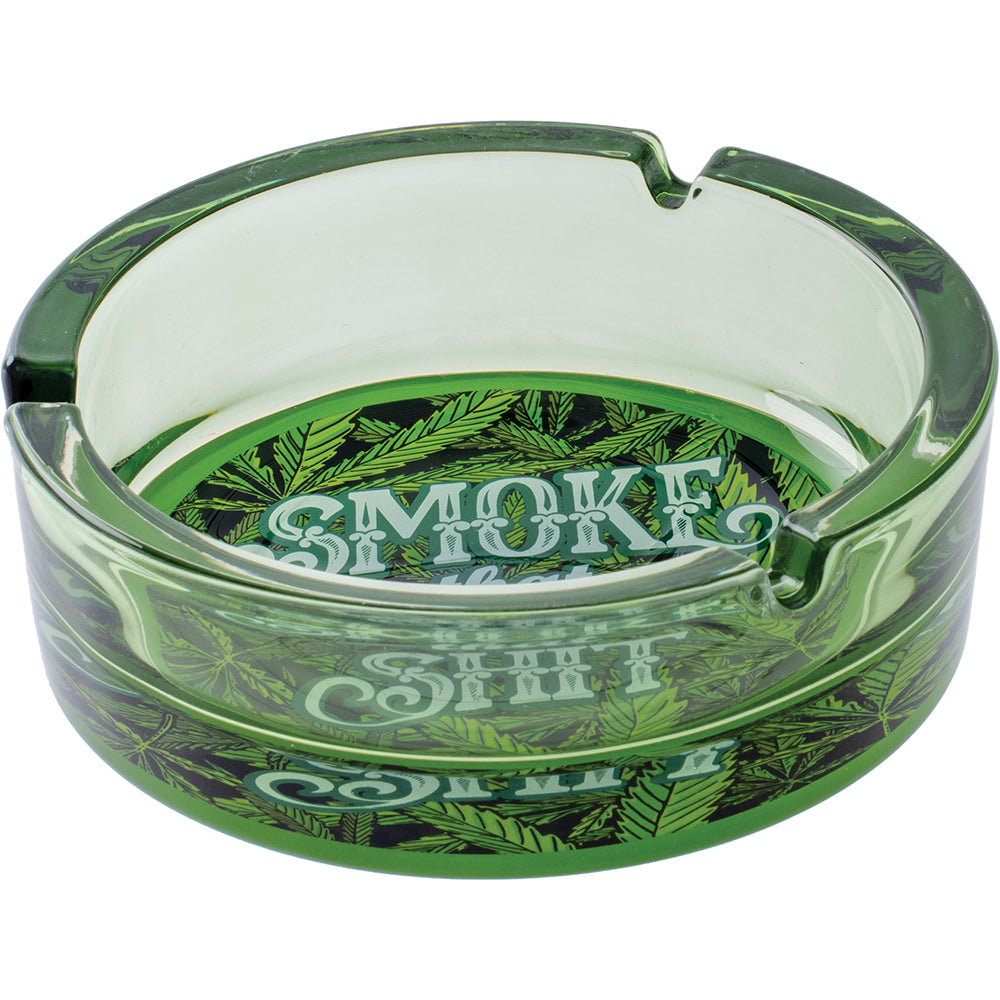 6.25" Green Smoke That Shit - Large Glass Ashtray