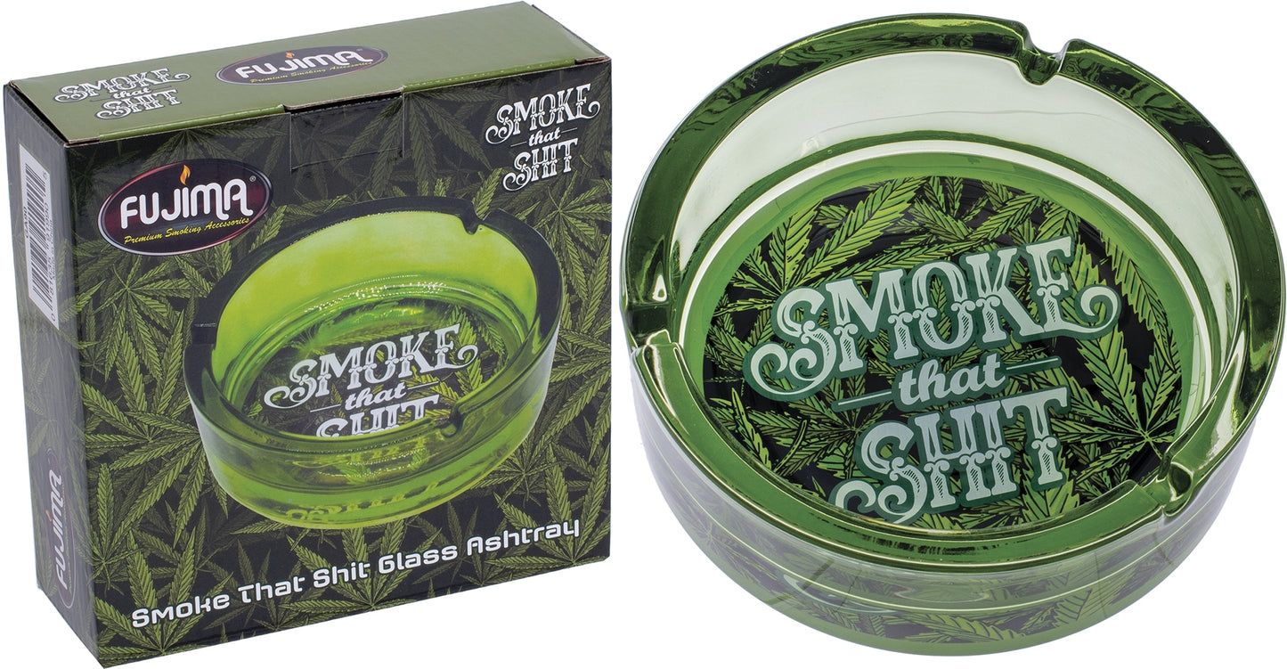 6.25" Green Smoke That Shit - Large Glass Ashtray