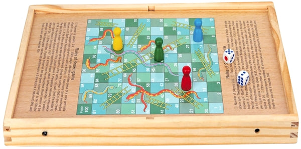 Wood Slingshot Snakes and Ladders 2in1 Game