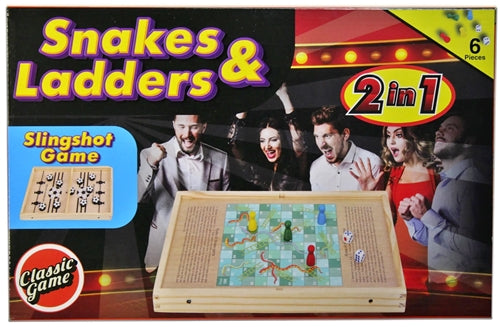 Wood Slingshot Snakes and Ladders 2in1 Game