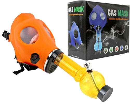 Gas Mask Acrylic Water Pipe With Box - Orange