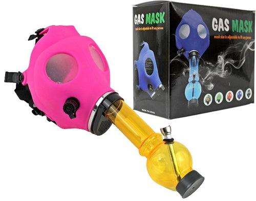 Gas Mask Acrylic Water Pipe With Box - Pink