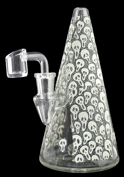 7" Pyramid Glow in The Dark Water Pipe with Banger - Ghost Face